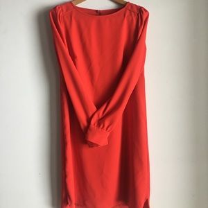 J. Crew Long Sleeve Babydoll Shirt Dress RED Cuffs Button Keyhole Size 2Tall NWT